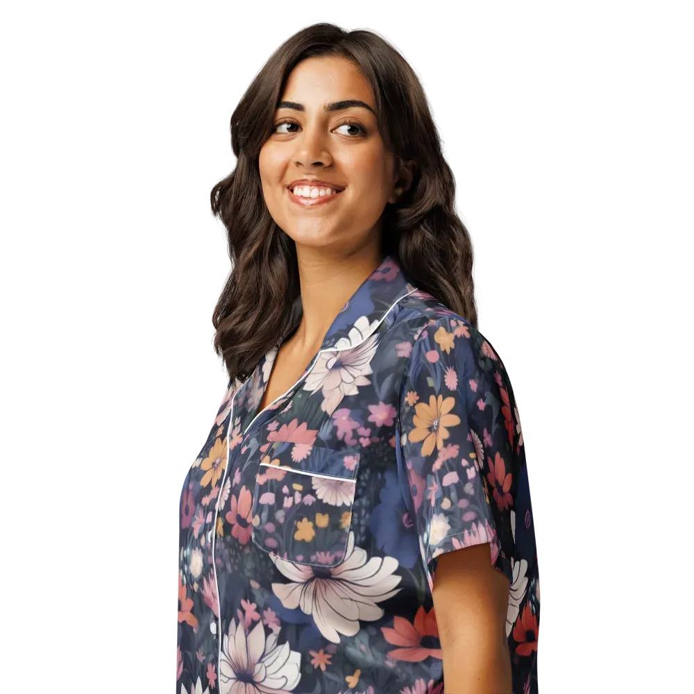 Moonlit Meadow on Women's Short Sleeve Pajama Top — Left Front