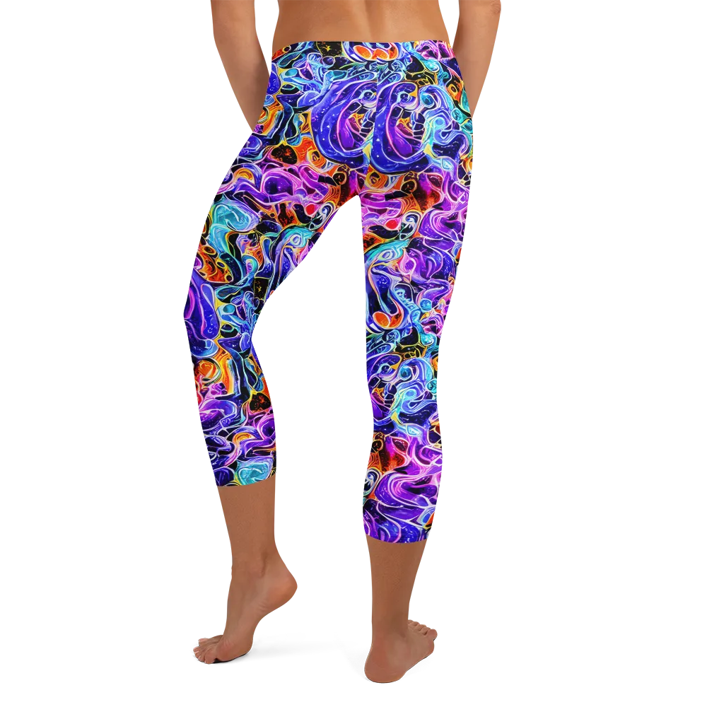 Violet Firestorm on Capri Leggings — Back