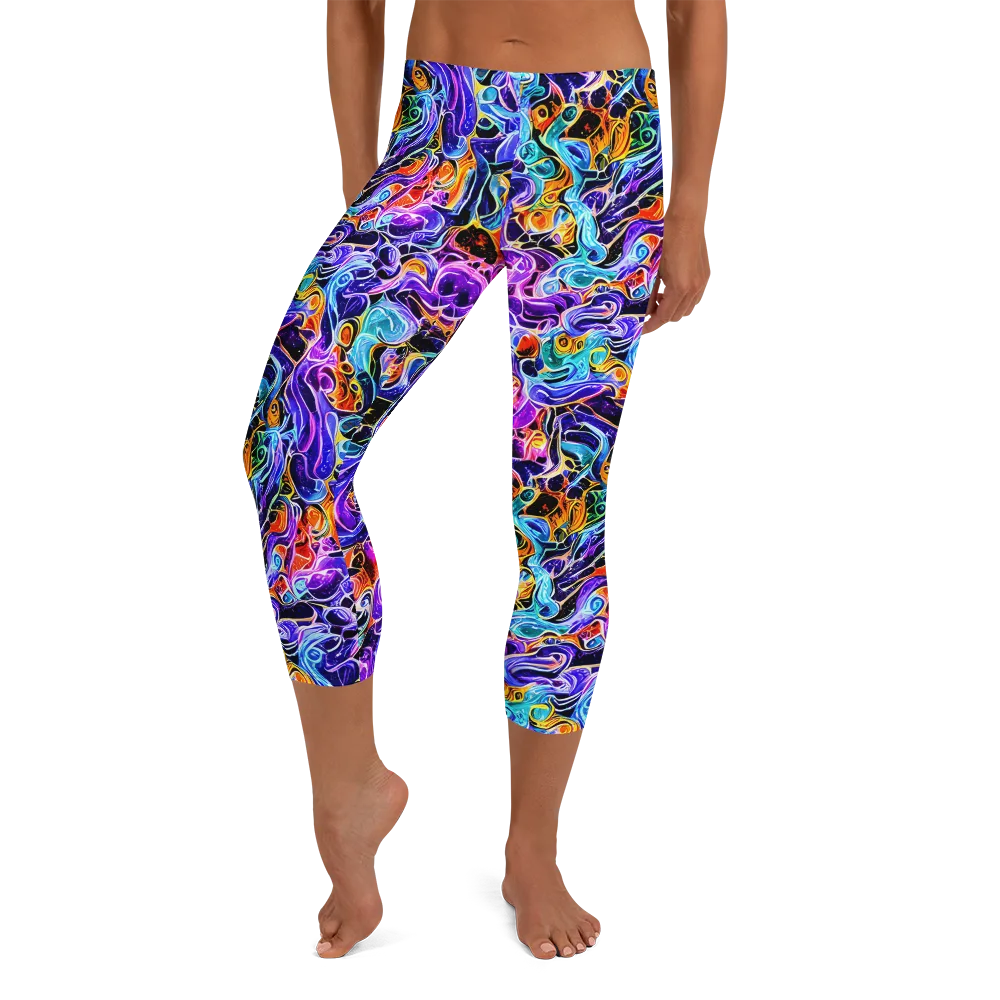 Violet Firestorm on Capri Leggings — Front