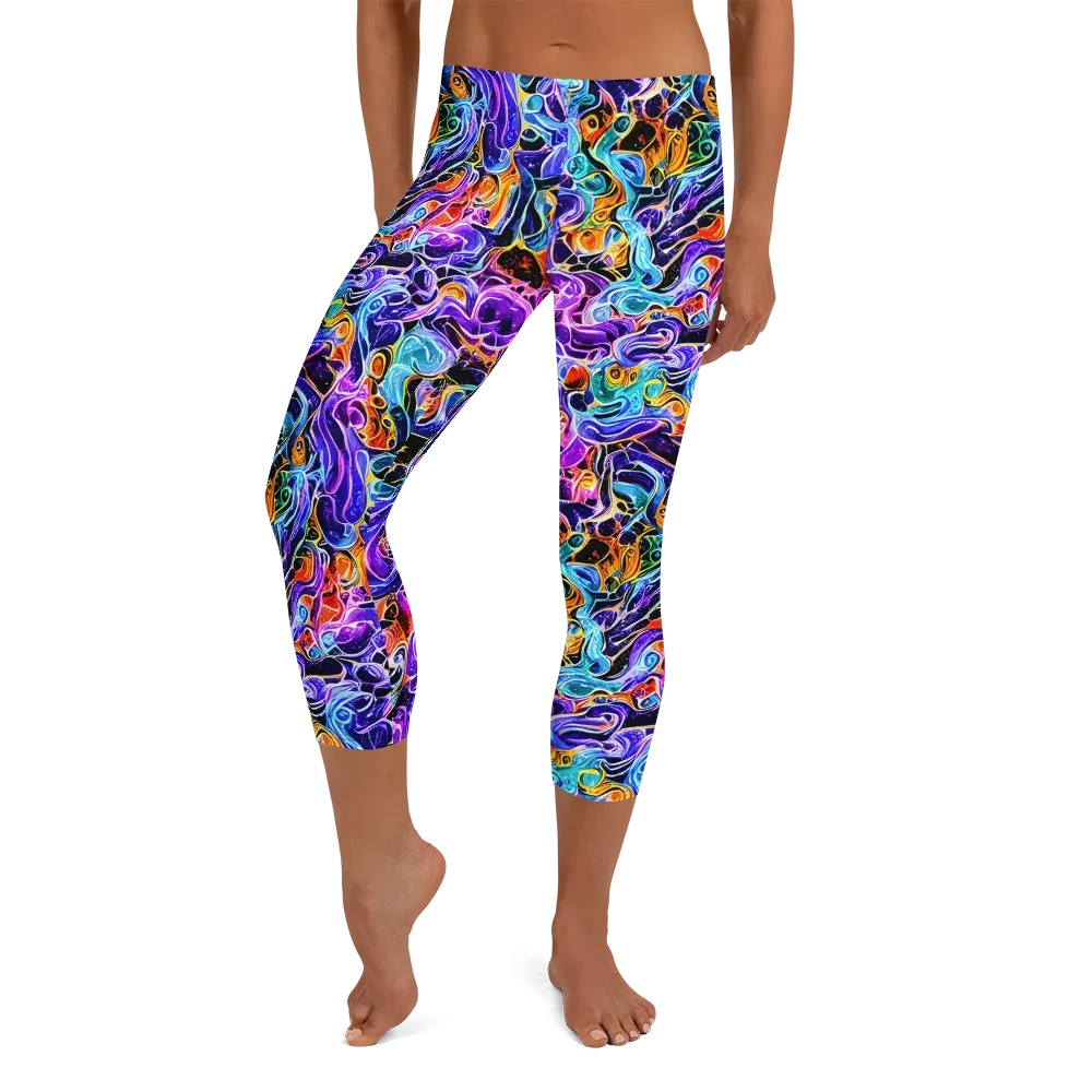 Violet Firestorm on Capri Leggings — Front