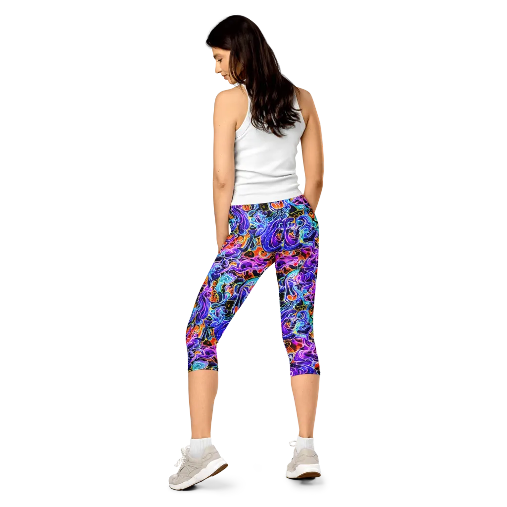 Violet Firestorm on Capri Leggings — Back