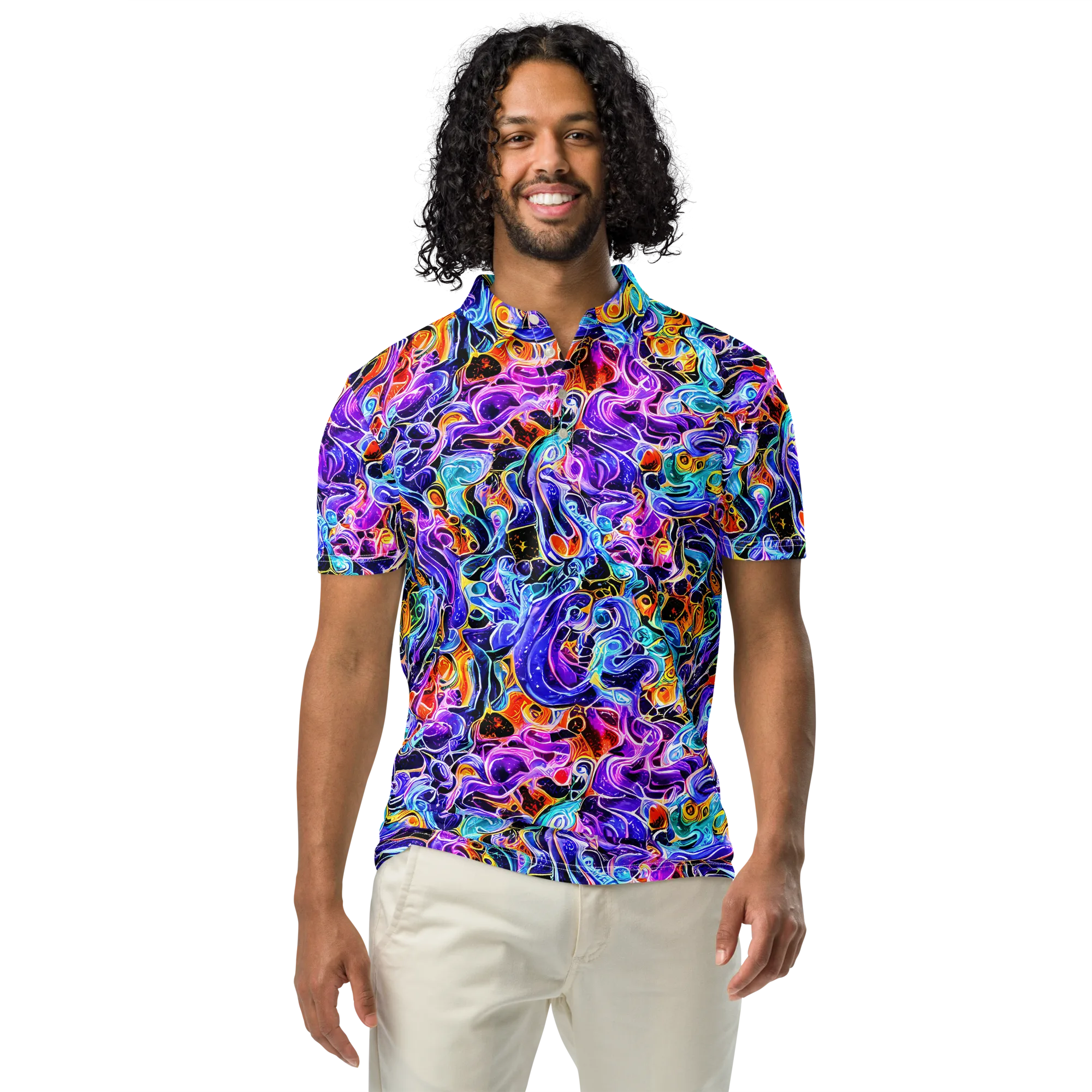 Violet Firestorm on Men's Slim Fit Polo Shirt — Front