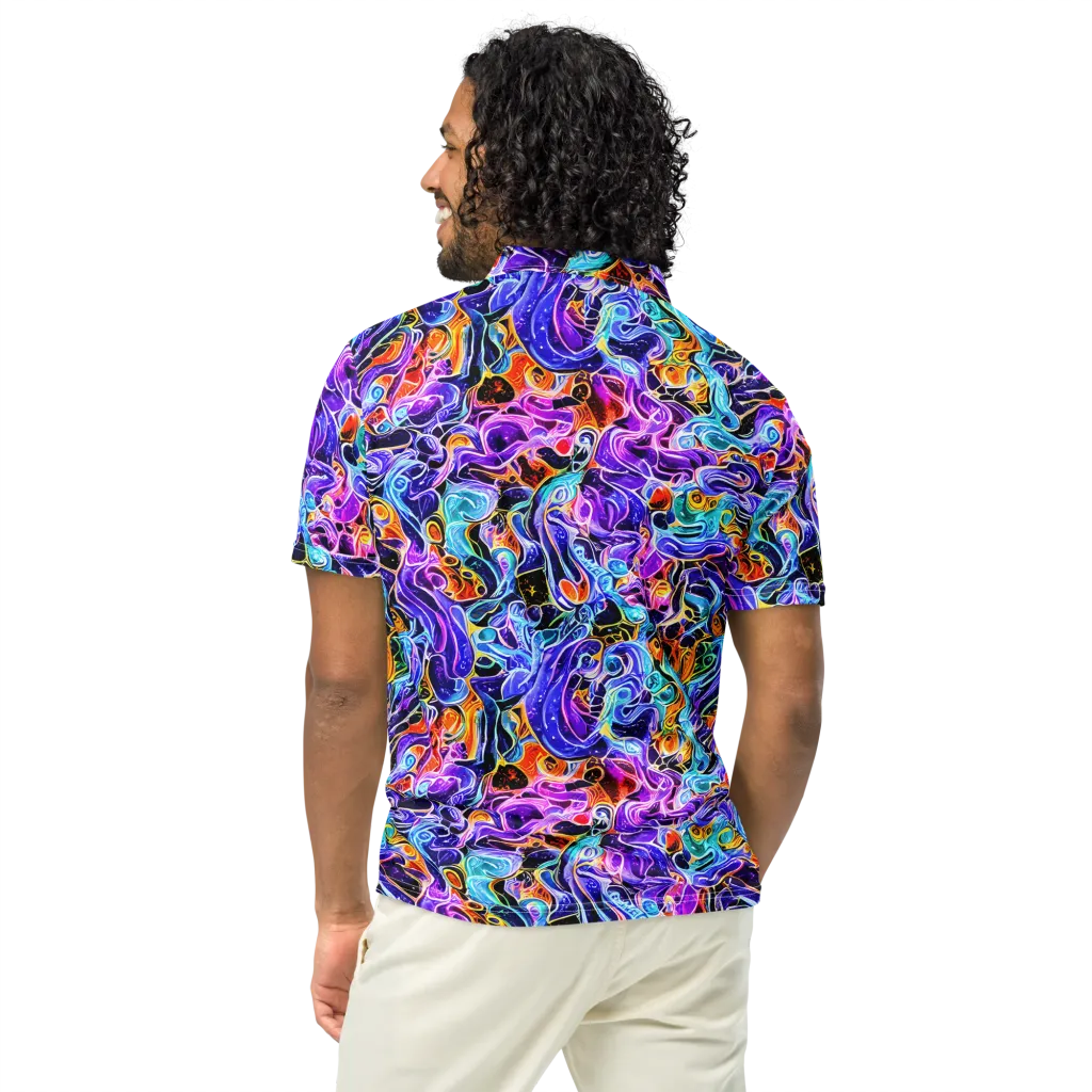 Violet Firestorm on Men's Slim Fit Polo Shirt — Back