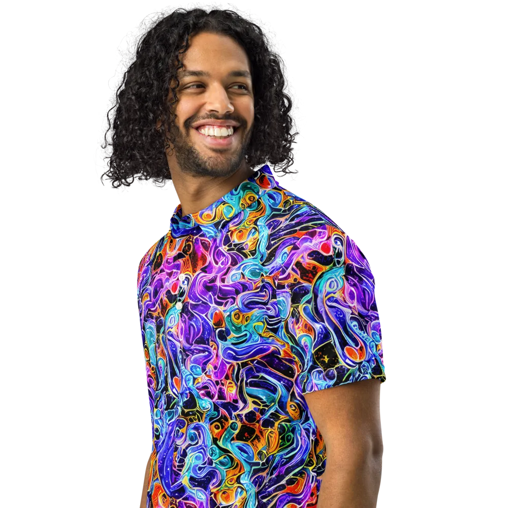 Violet Firestorm on Men's Slim Fit Polo Shirt — Left Front