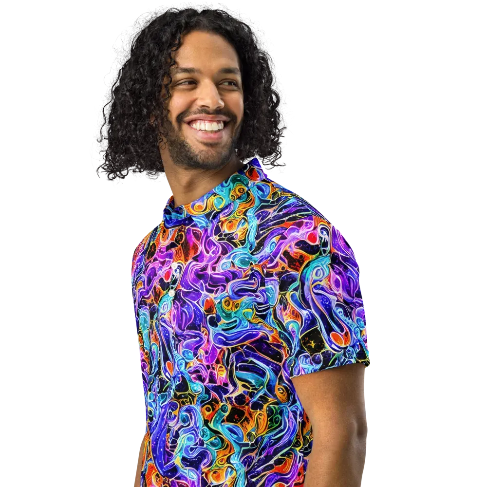 Violet Firestorm on Men's Slim Fit Polo Shirt — Left Front