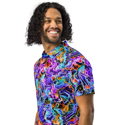 Violet Firestorm on a Men's Slim Fit Polo Shirt