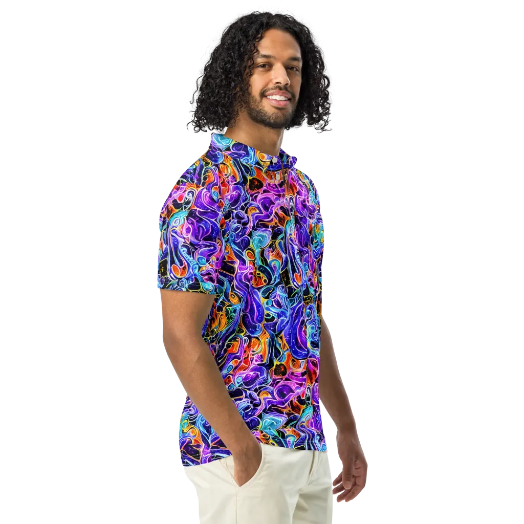 Violet Firestorm on Men's Slim Fit Polo Shirt — Right Front