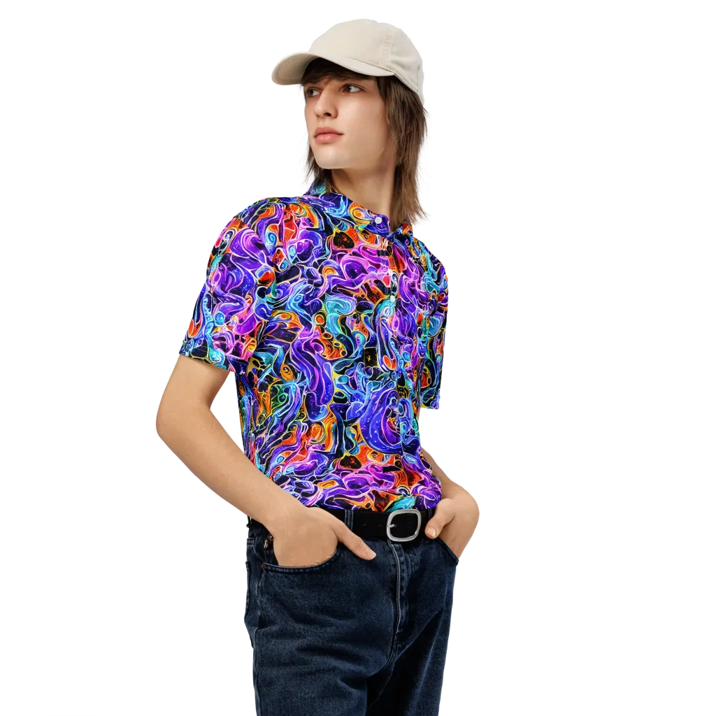 Violet Firestorm on Men's Slim Fit Polo Shirt — Right Front