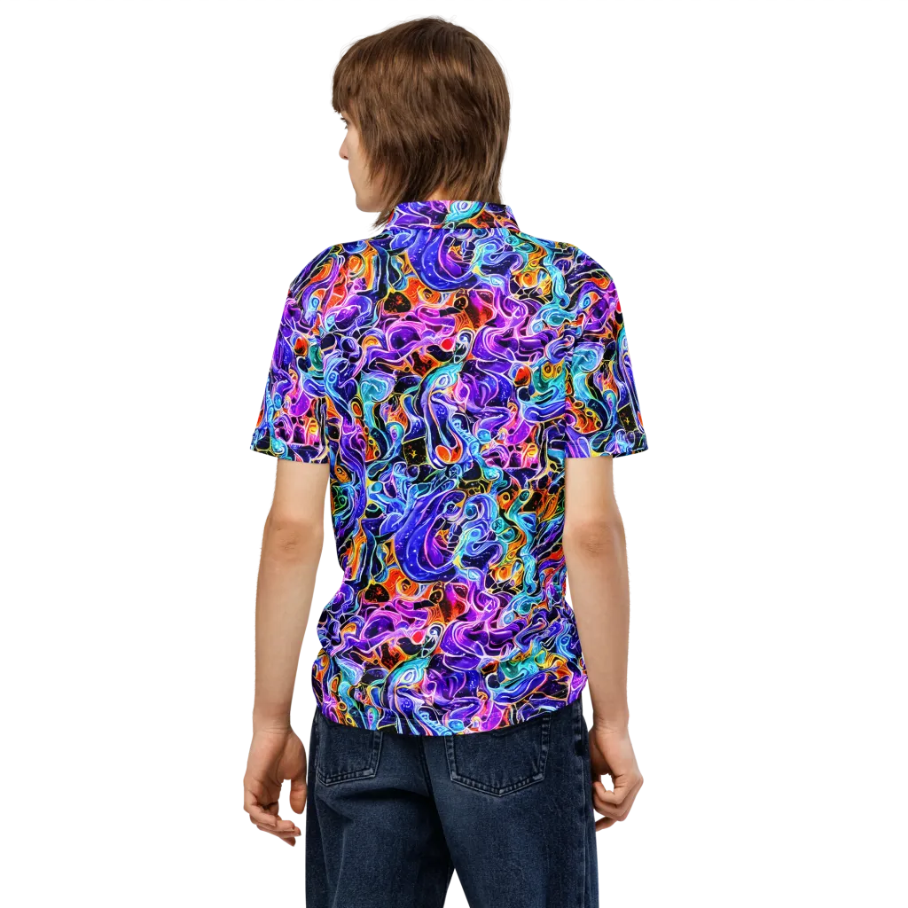 Violet Firestorm on Men's Slim Fit Polo Shirt — Back