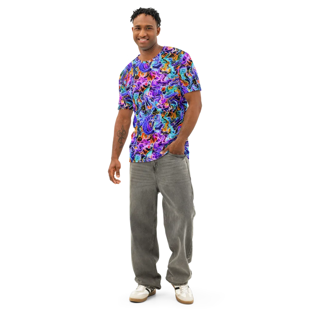 Violet Firestorm on Men's Cotton Crew Neck T-Shirt — Front