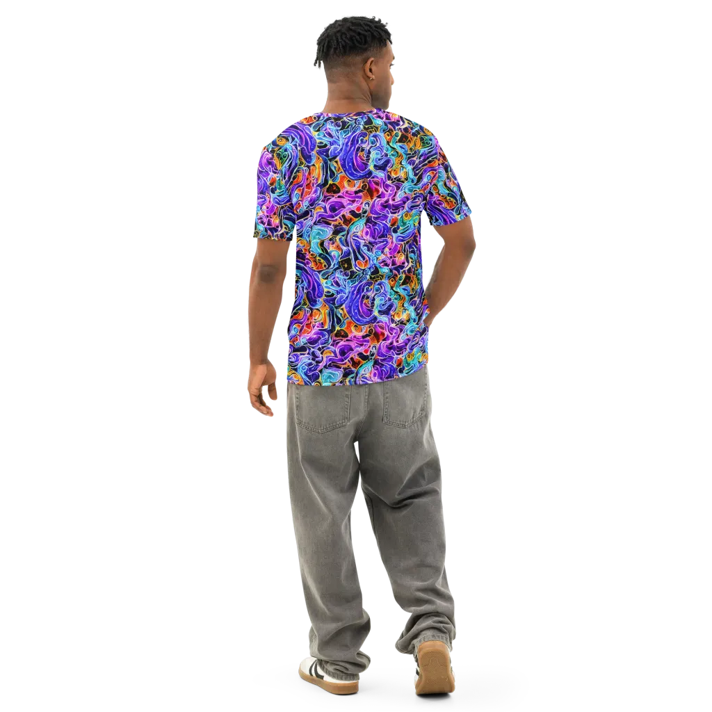 Violet Firestorm on Men's Cotton Crew Neck T-Shirt — Back