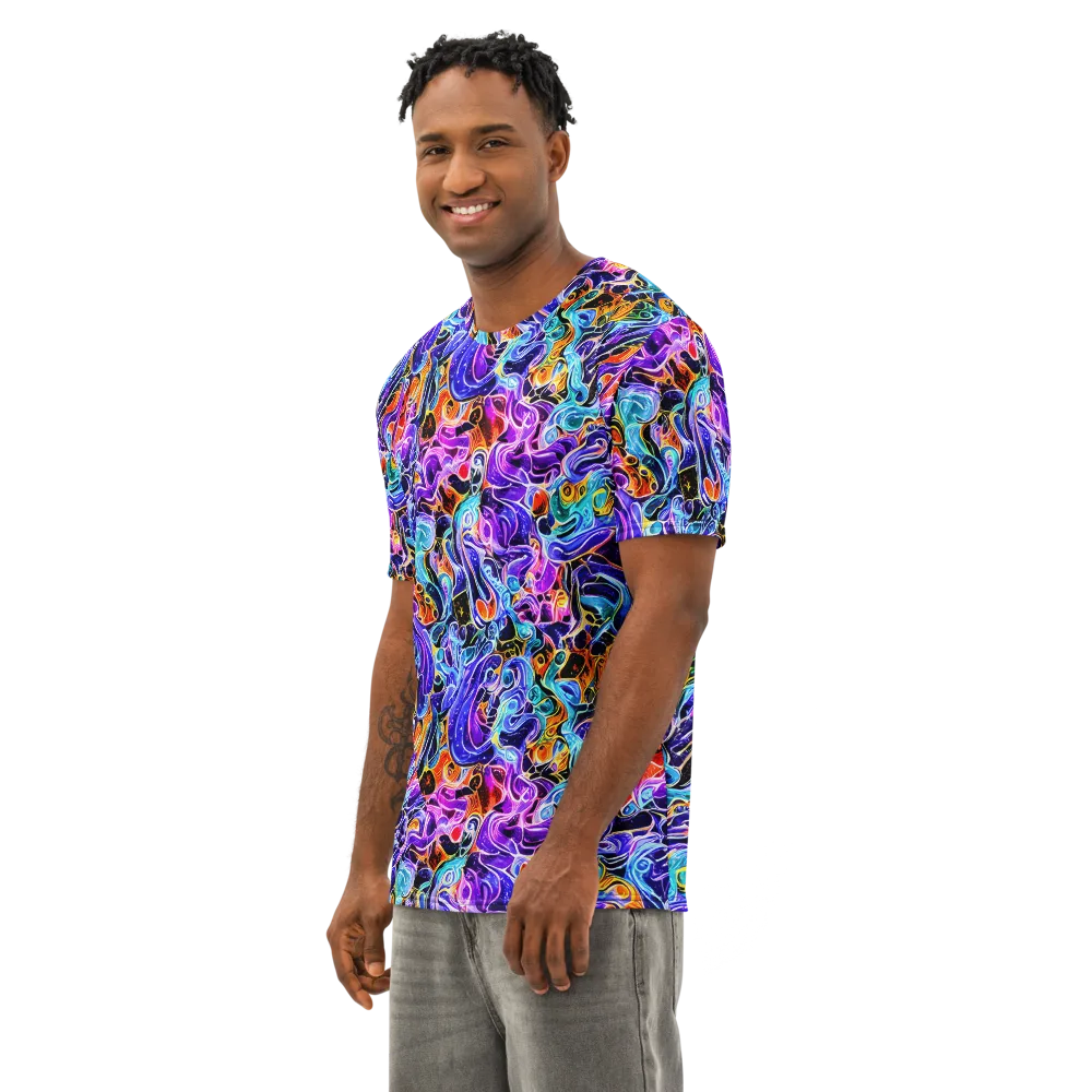 Violet Firestorm on Men's Cotton Crew Neck T-Shirt — Left Front