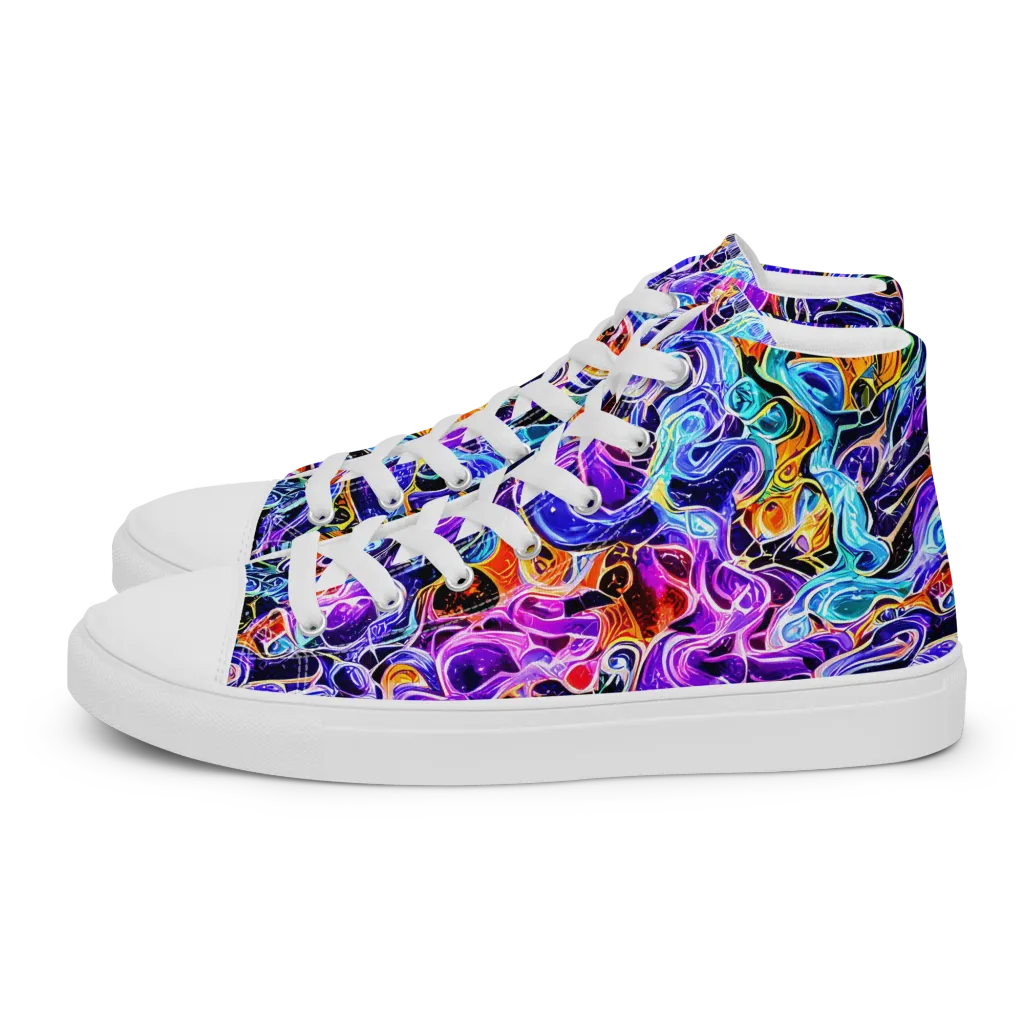 Violet Firestorm on Men's High Top Canvas Shoes — Left
