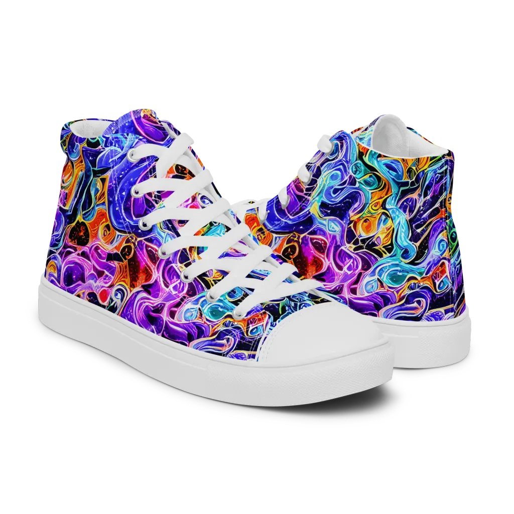 Violet Firestorm on Men's High Top Canvas Shoes — Right