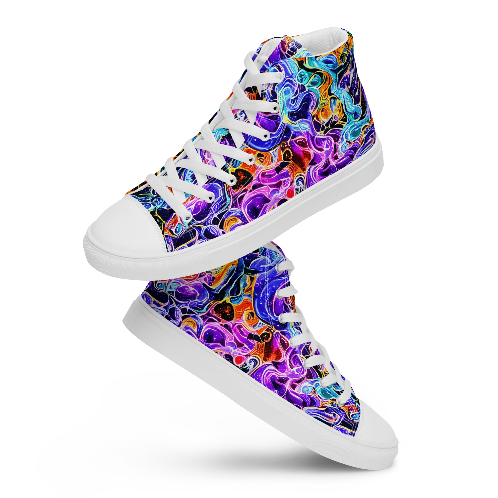 Violet Firestorm on Men's High Top Canvas Shoes — Front