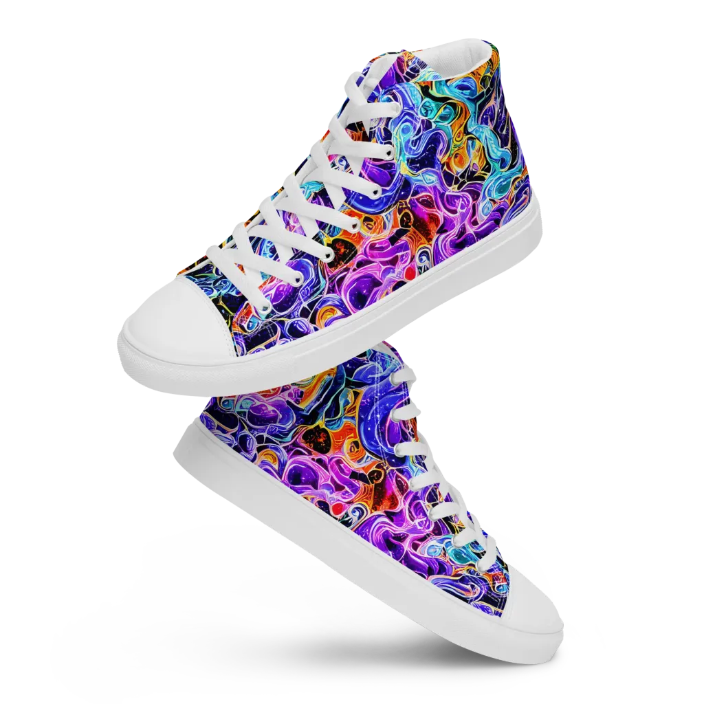 Violet Firestorm on Men's High Top Canvas Shoes — Front