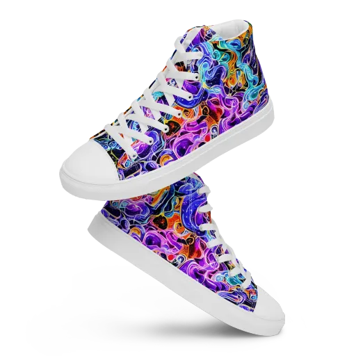 Violet Firestorm on a Men's High Top Canvas Shoes