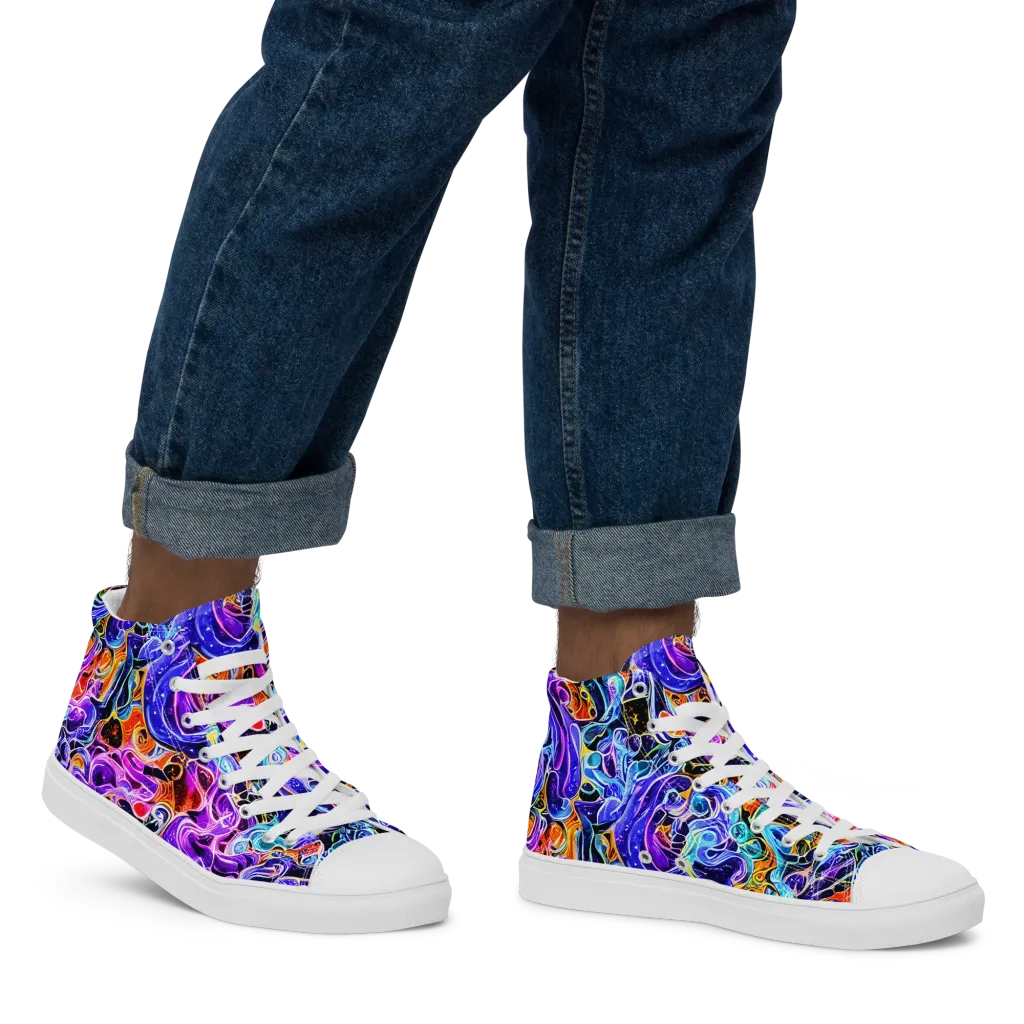 Violet Firestorm on Men's High Top Canvas Shoes — Right