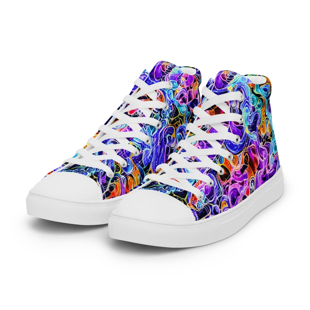 Violet Firestorm on Women's High Top Canvas Shoes — Left Front