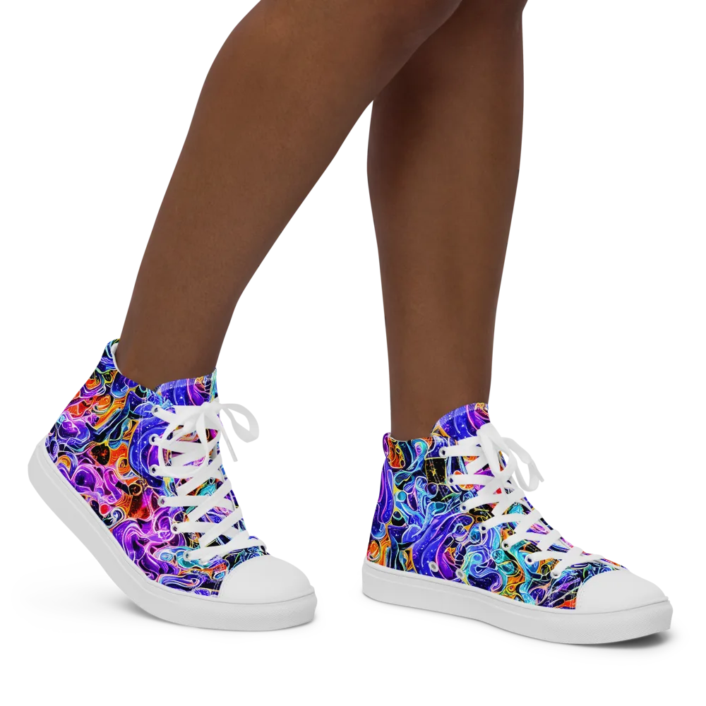 Violet Firestorm on Women's High Top Canvas Shoes — Right