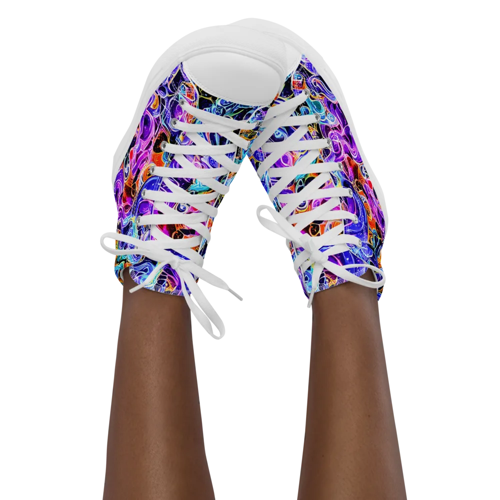 Violet Firestorm on Women's High Top Canvas Shoes — Front