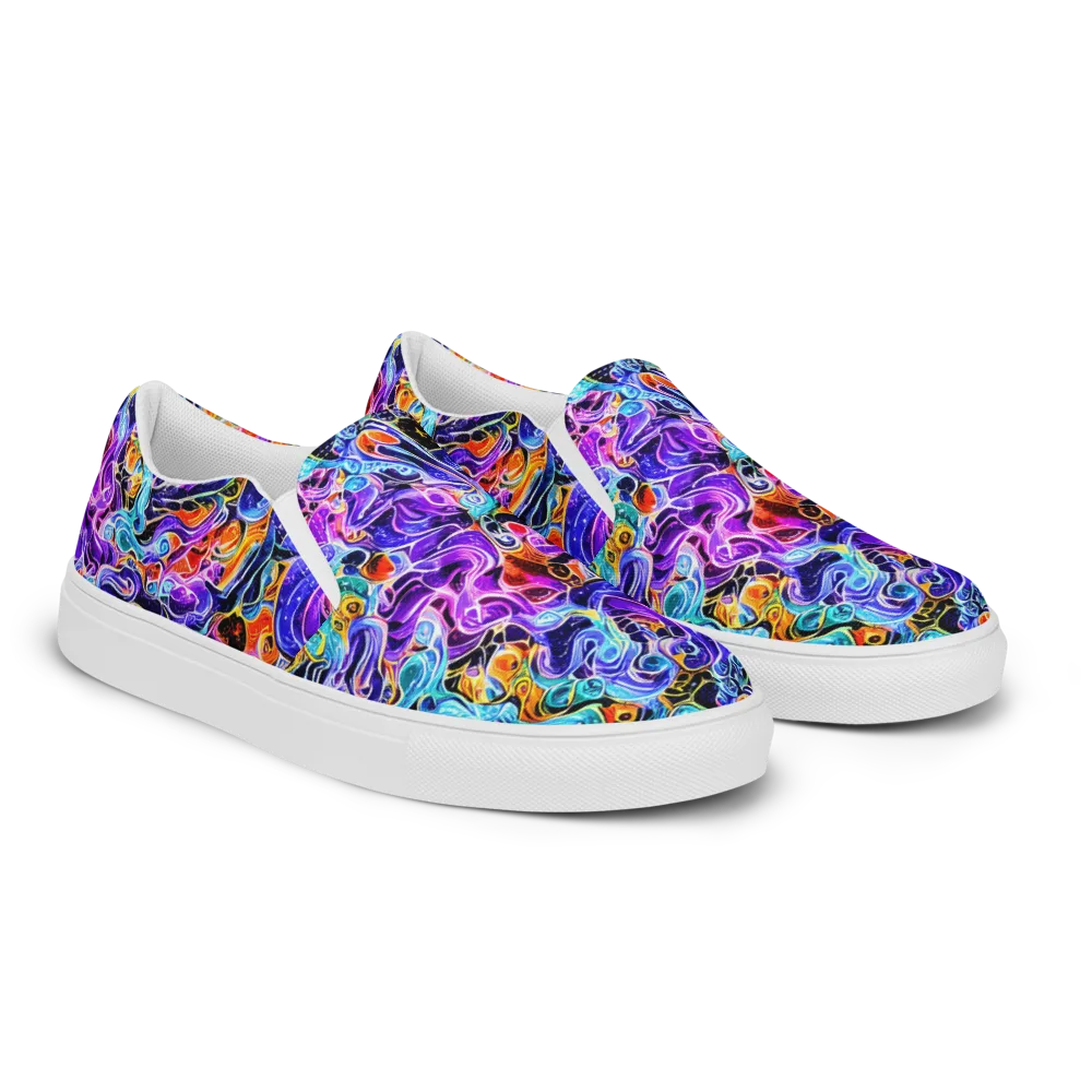 Violet Firestorm on Men's Slip-On Canvas Shoes — Right Front