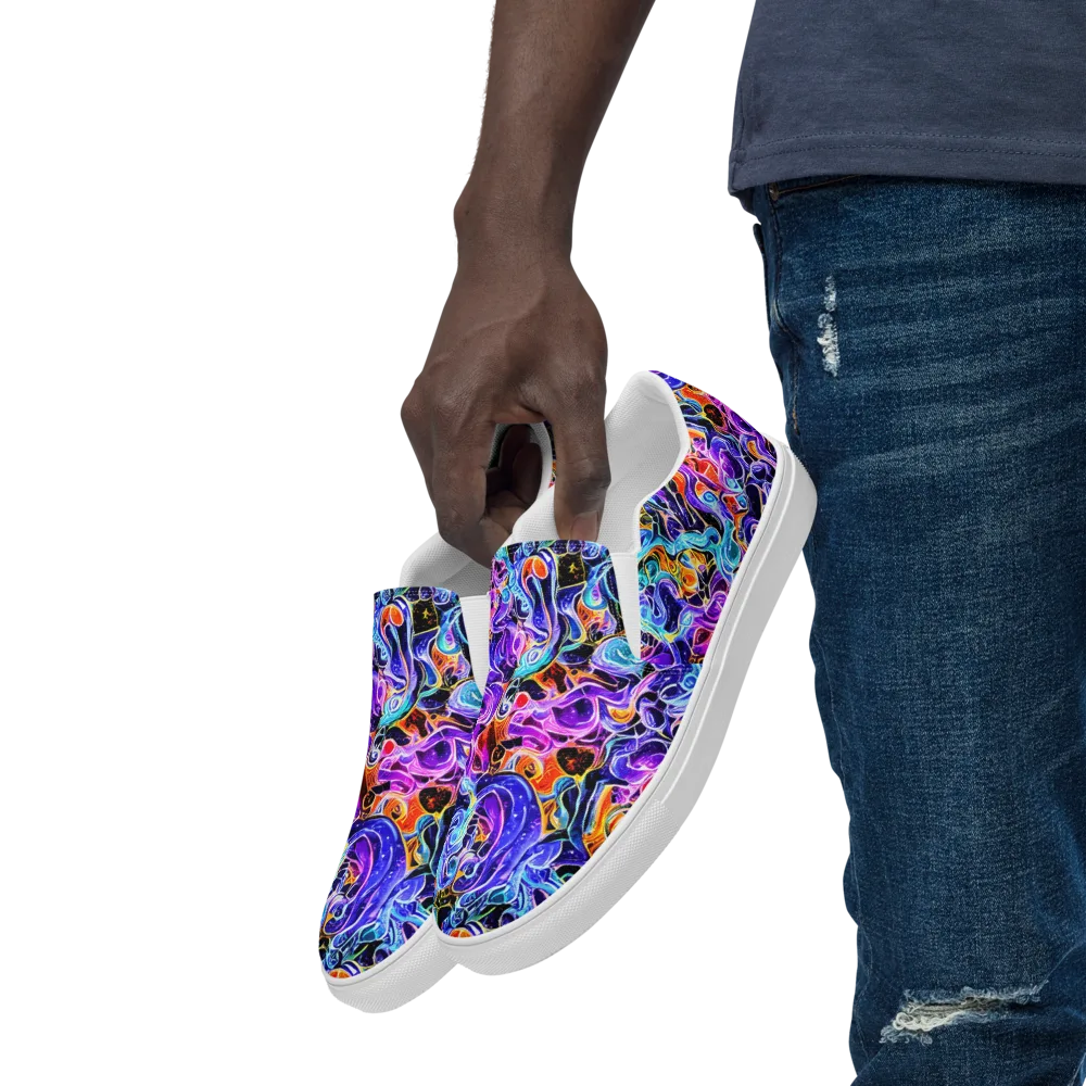 Violet Firestorm on Men's Slip-On Canvas Shoes — Left Front