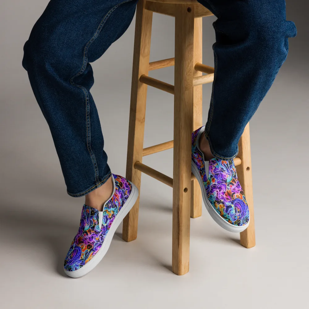 Violet Firestorm on Men's Slip-On Canvas Shoes — Front
