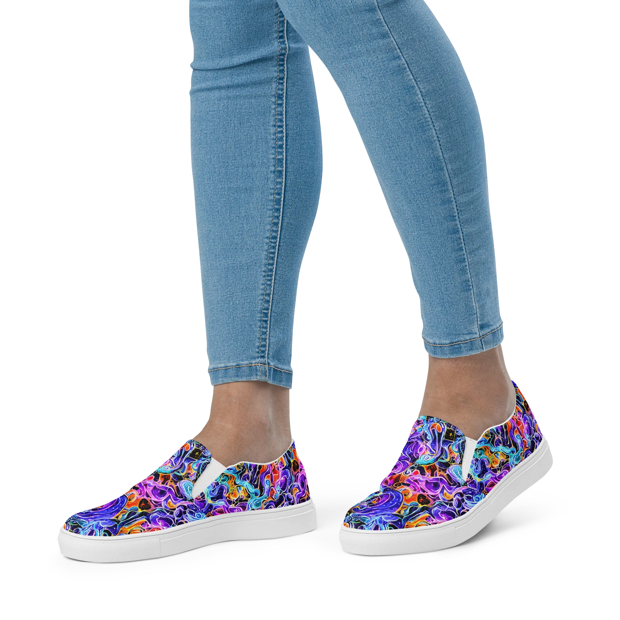 Violet Firestorm on Women's Slip-On Canvas Shoes — Front