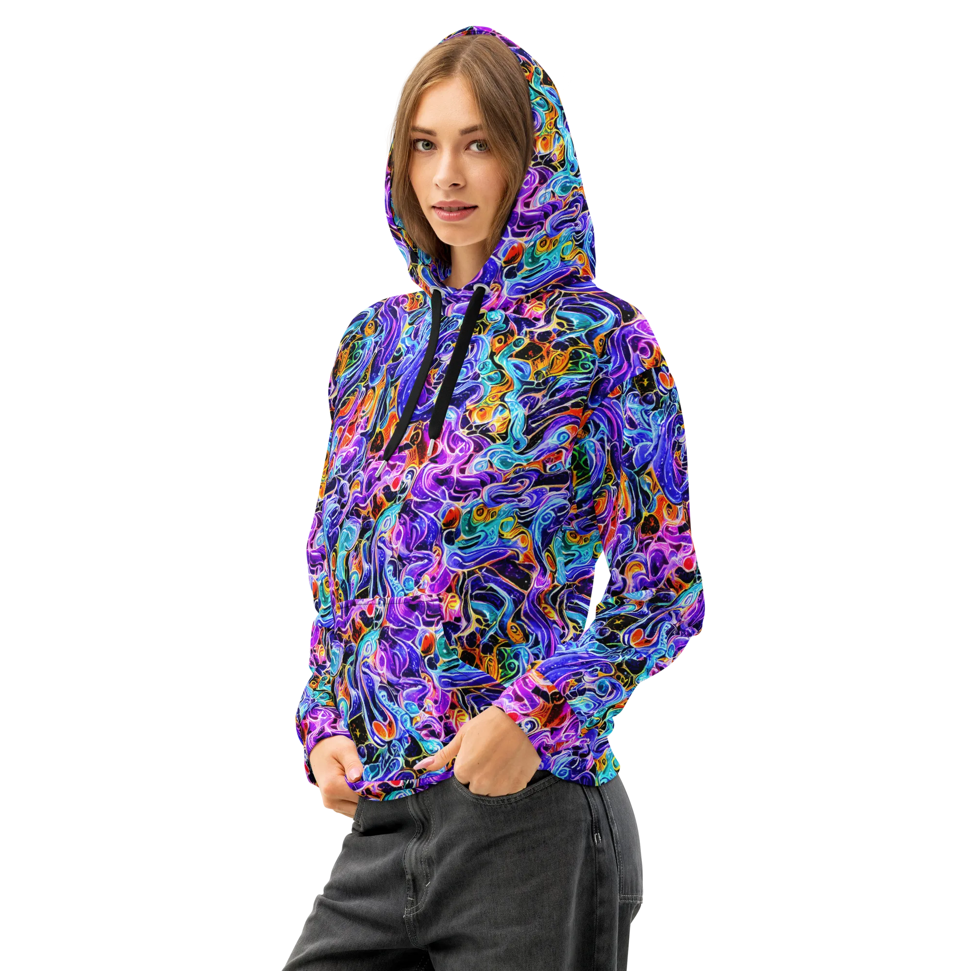 Violet Firestorm on Cotton Hoodie — Left Front