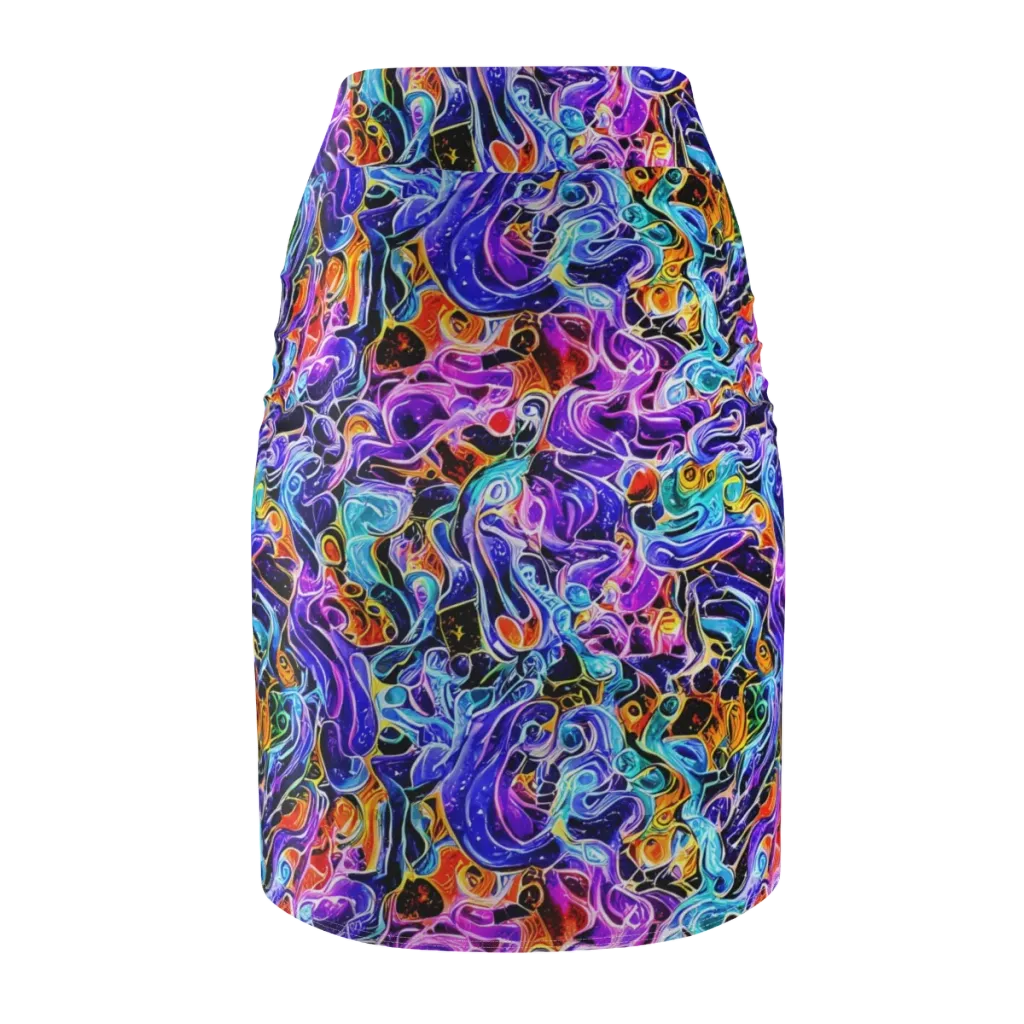Violet Firestorm on Pencil Skirt — Back