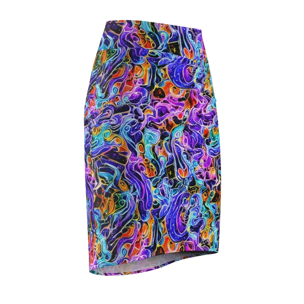 Violet Firestorm on Pencil Skirt — Front Side