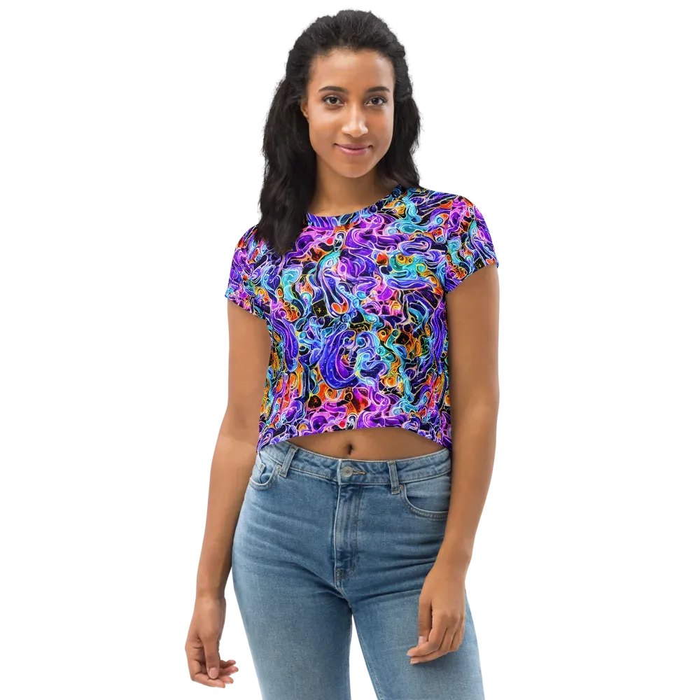 Violet Firestorm on Crop Tee — Front
