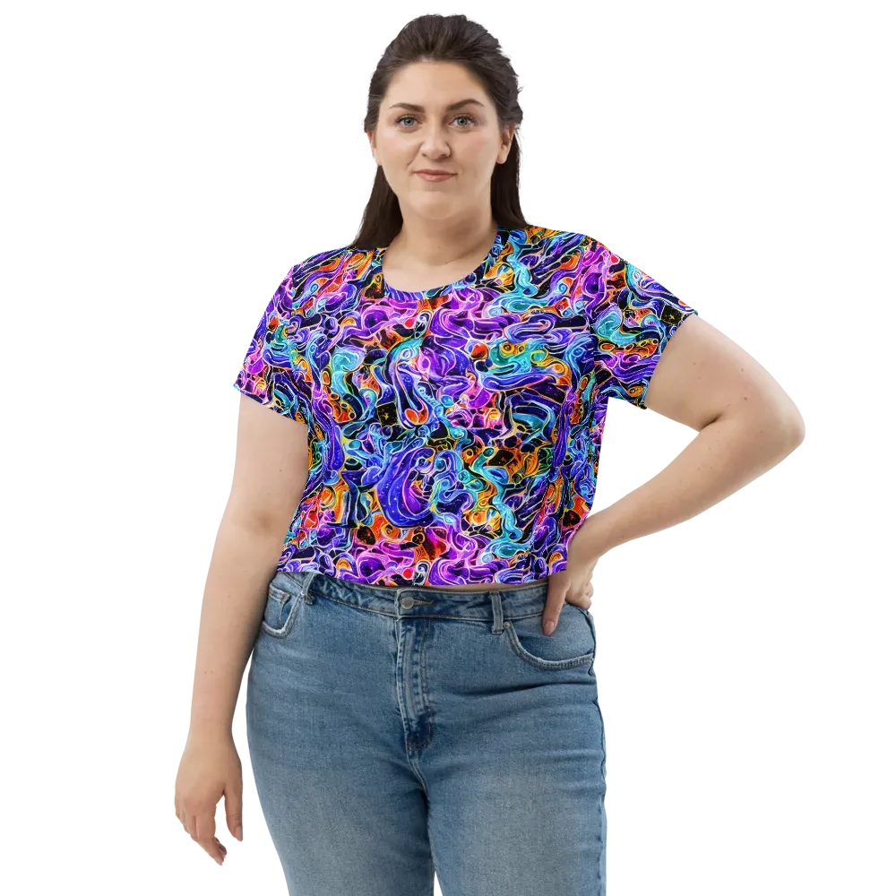 Violet Firestorm on Crop Tee — Front