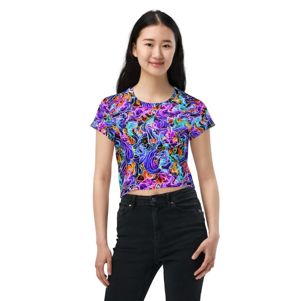 Violet Firestorm on Crop Tee — Front