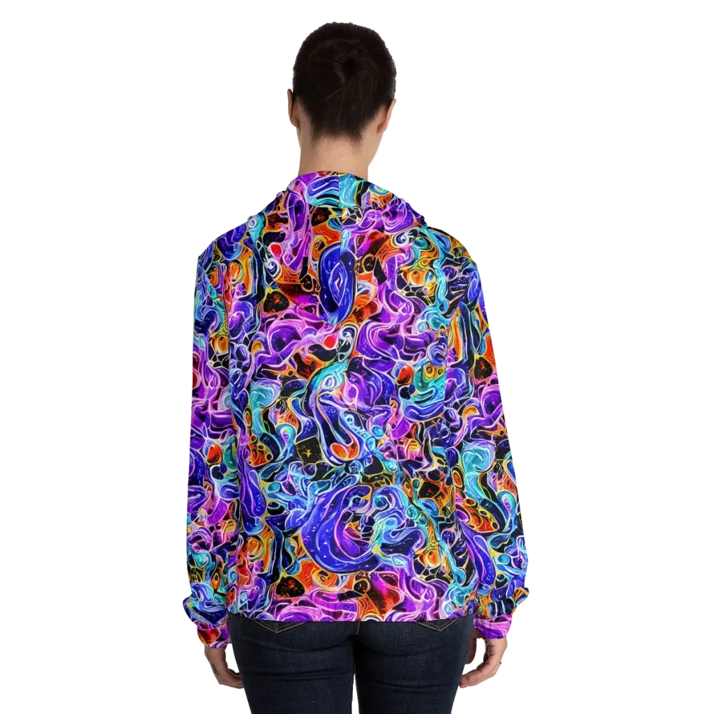 Violet Firestorm on Women's Full-Zip Hoodie — Back On Person