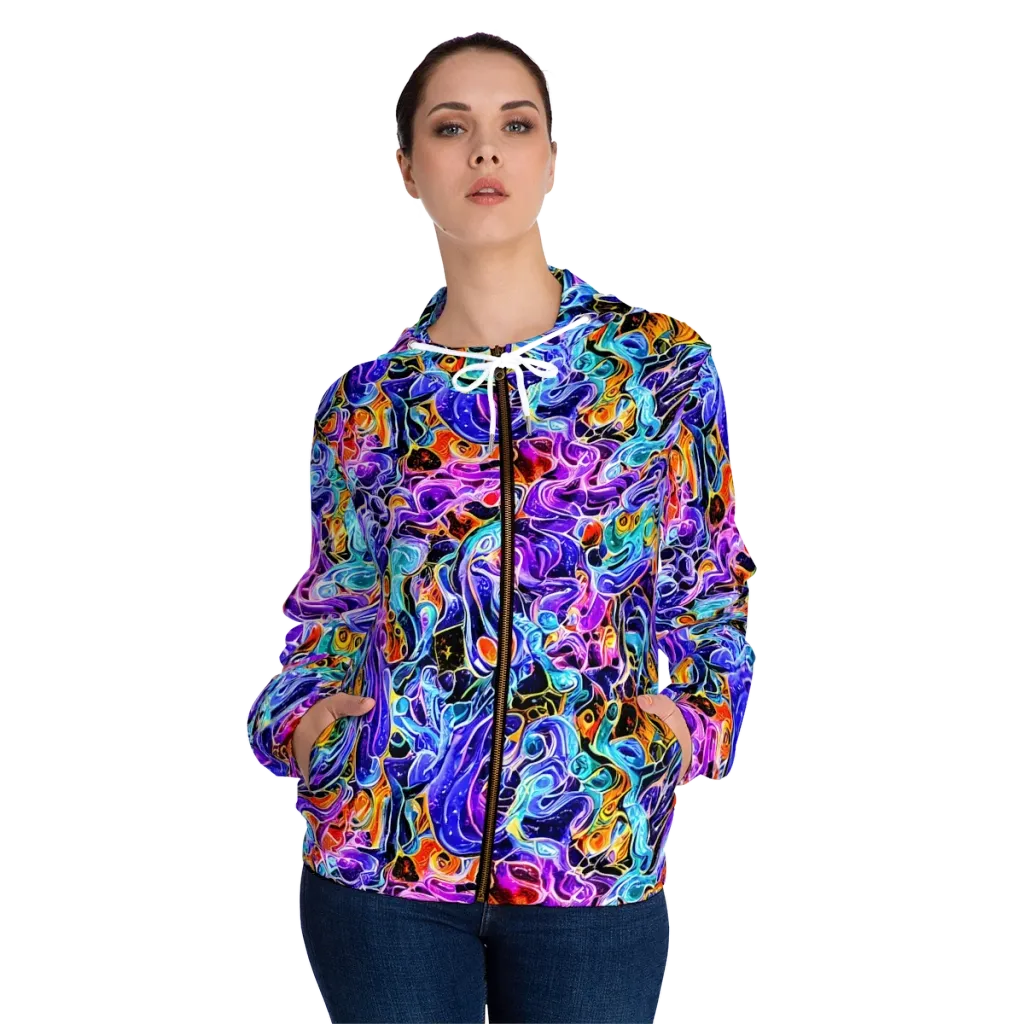 Violet Firestorm on Women's Full-Zip Hoodie — Front On Person