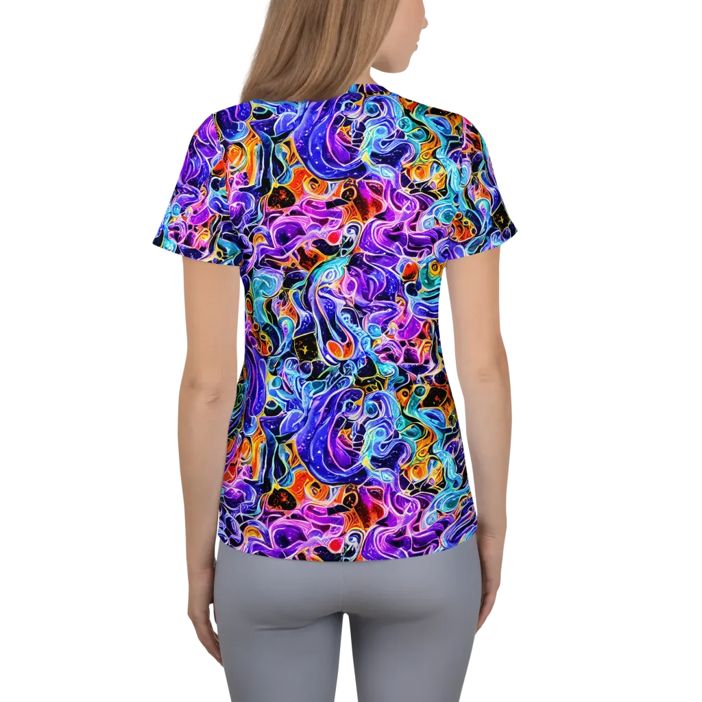 Violet Firestorm on Women's Athletic T-Shirt — Back