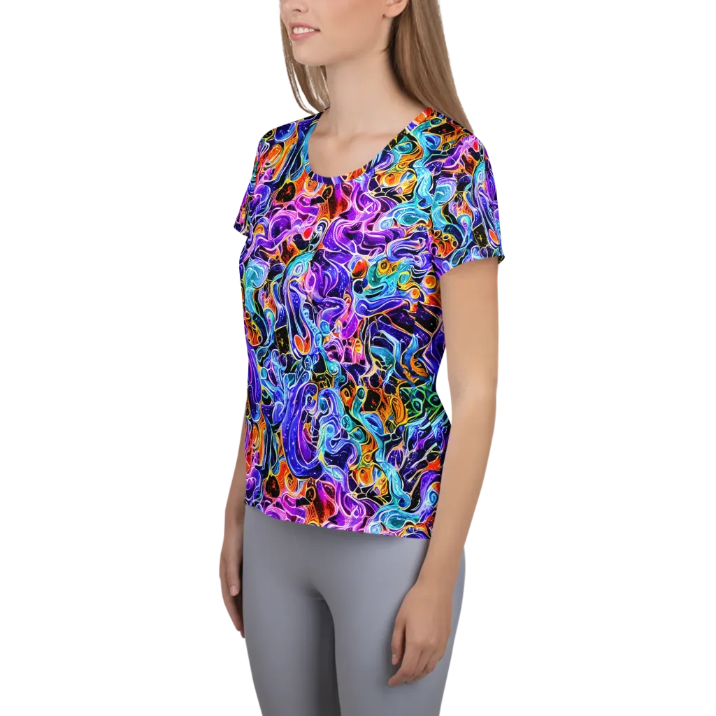 Violet Firestorm on Women's Athletic T-Shirt — Left