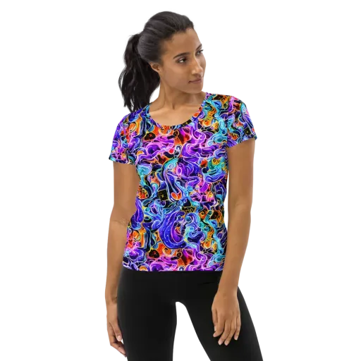 Violet Firestorm on a Women's Athletic T-Shirt