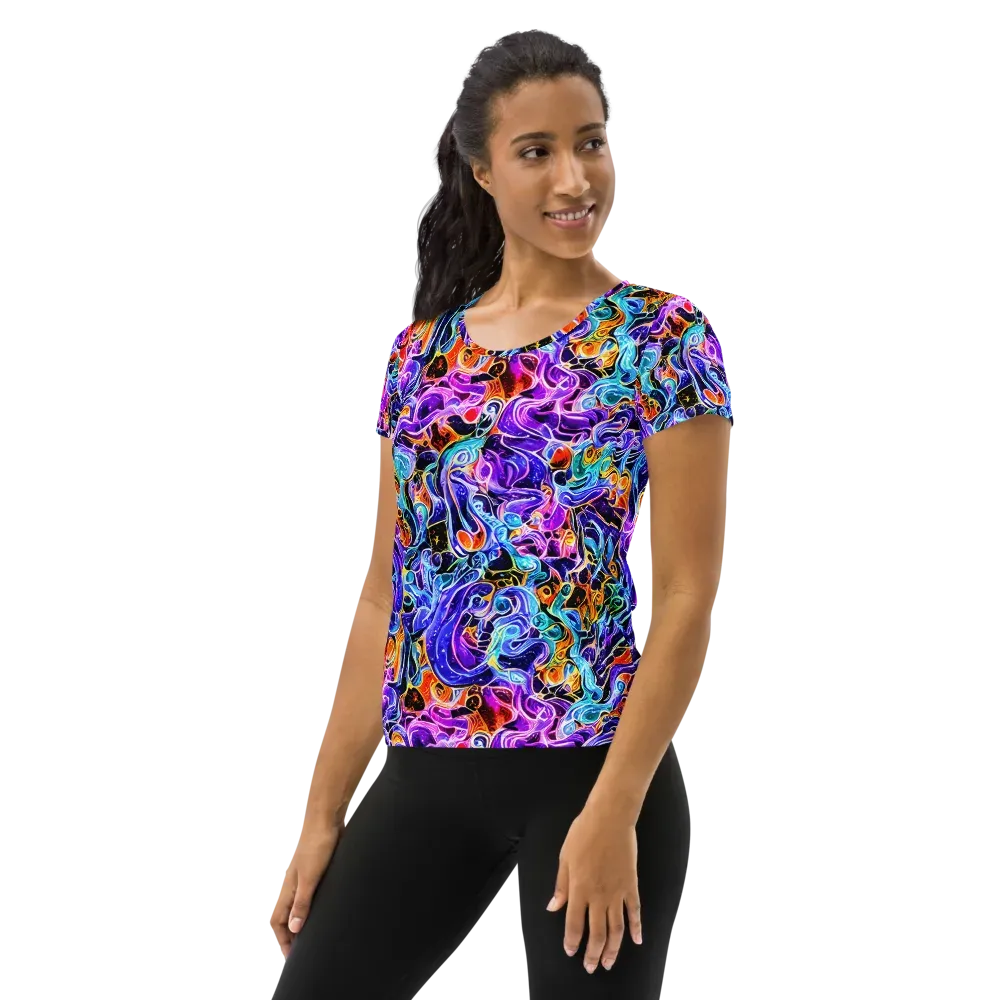 Violet Firestorm on Women's Athletic T-Shirt — Left