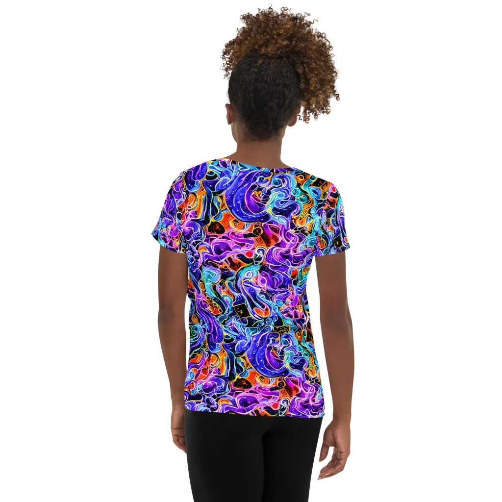 Violet Firestorm on Women's Athletic T-Shirt — Back