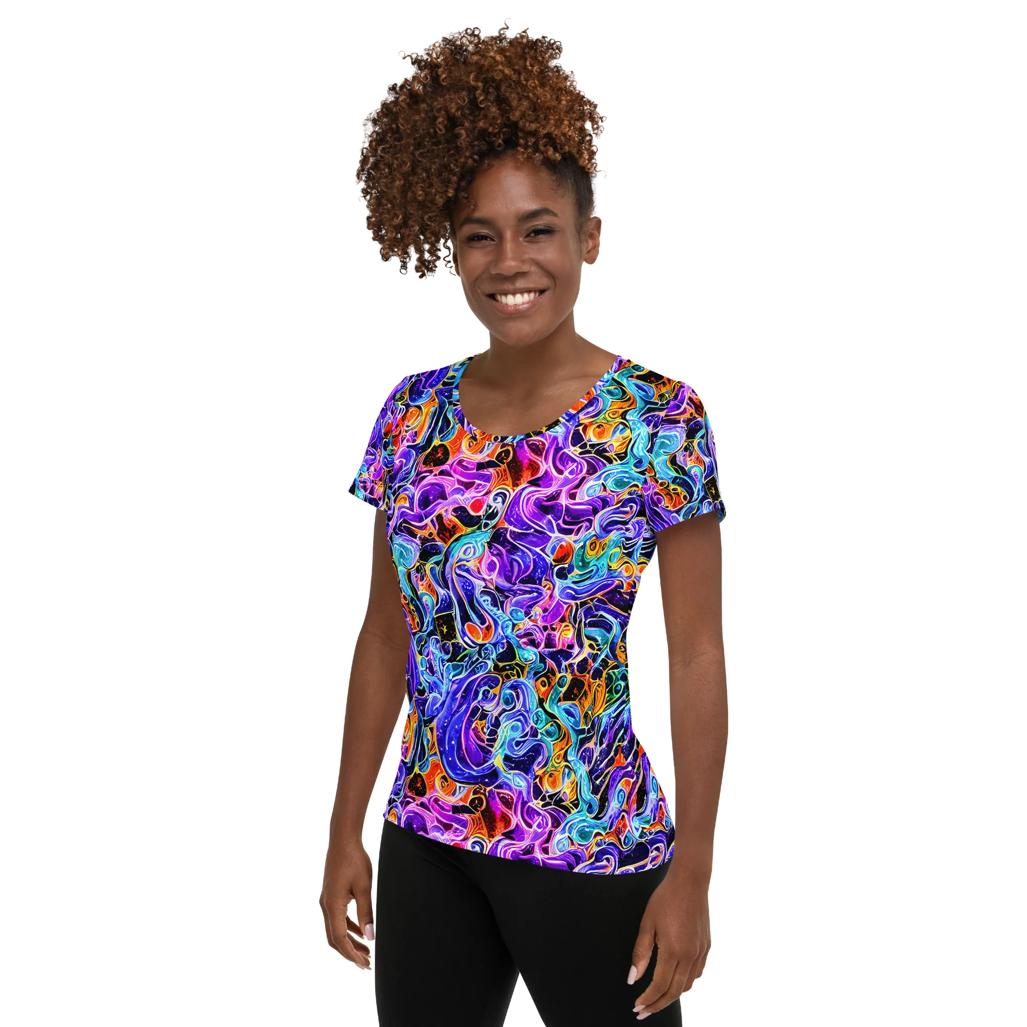 Violet Firestorm on Women's Athletic T-Shirt — Left