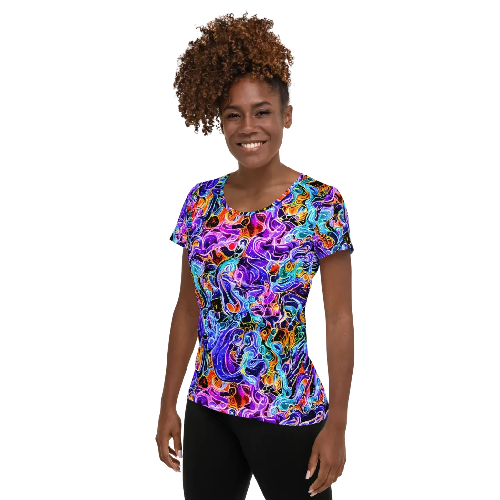 Violet Firestorm on Women's Athletic T-Shirt — Left