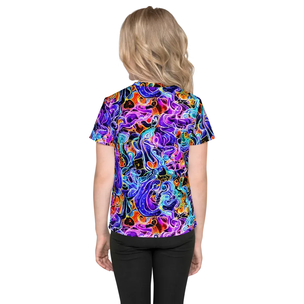 Violet Firestorm on Kids Crew Neck T-Shirt — Back