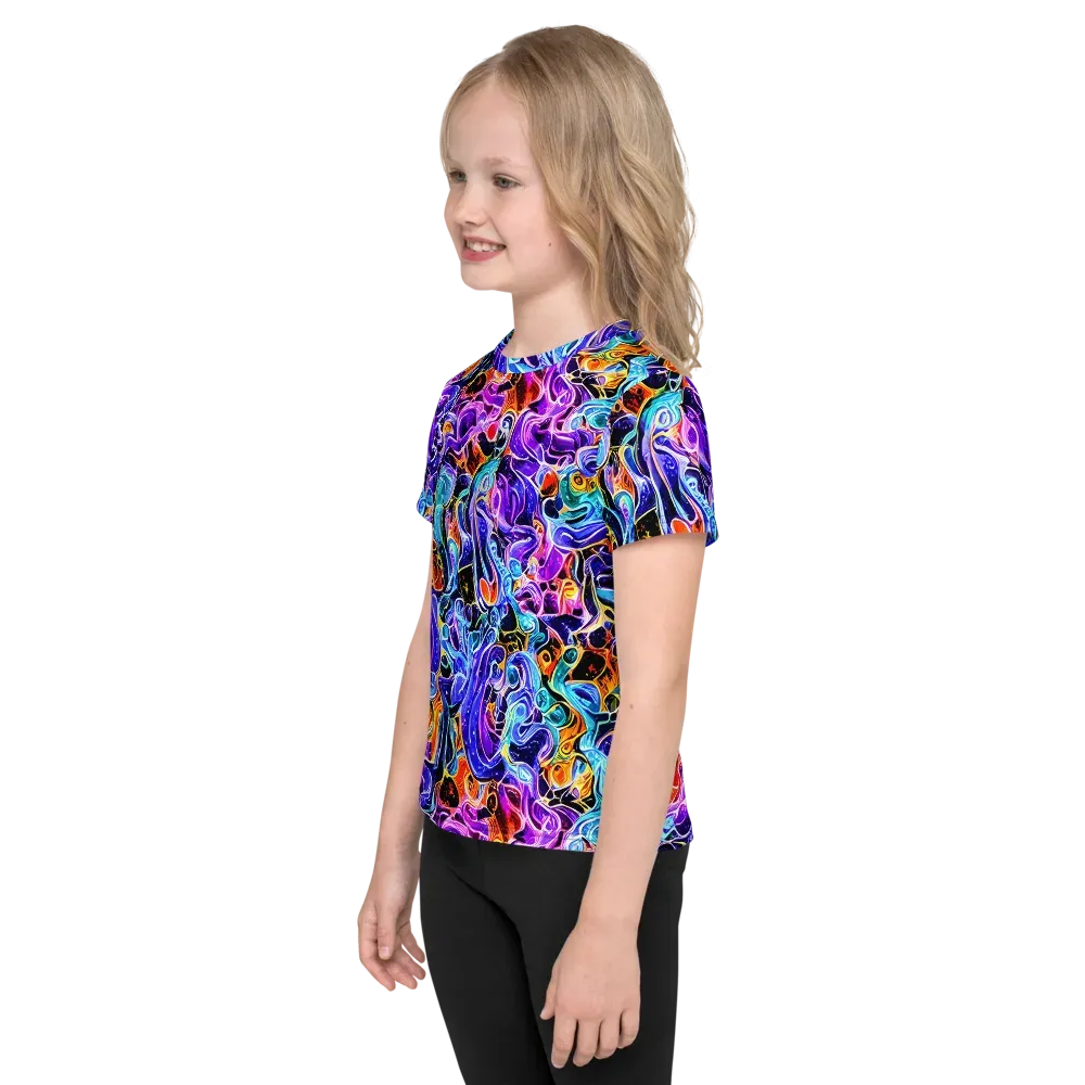 Violet Firestorm on Kids Crew Neck T-Shirt — Left