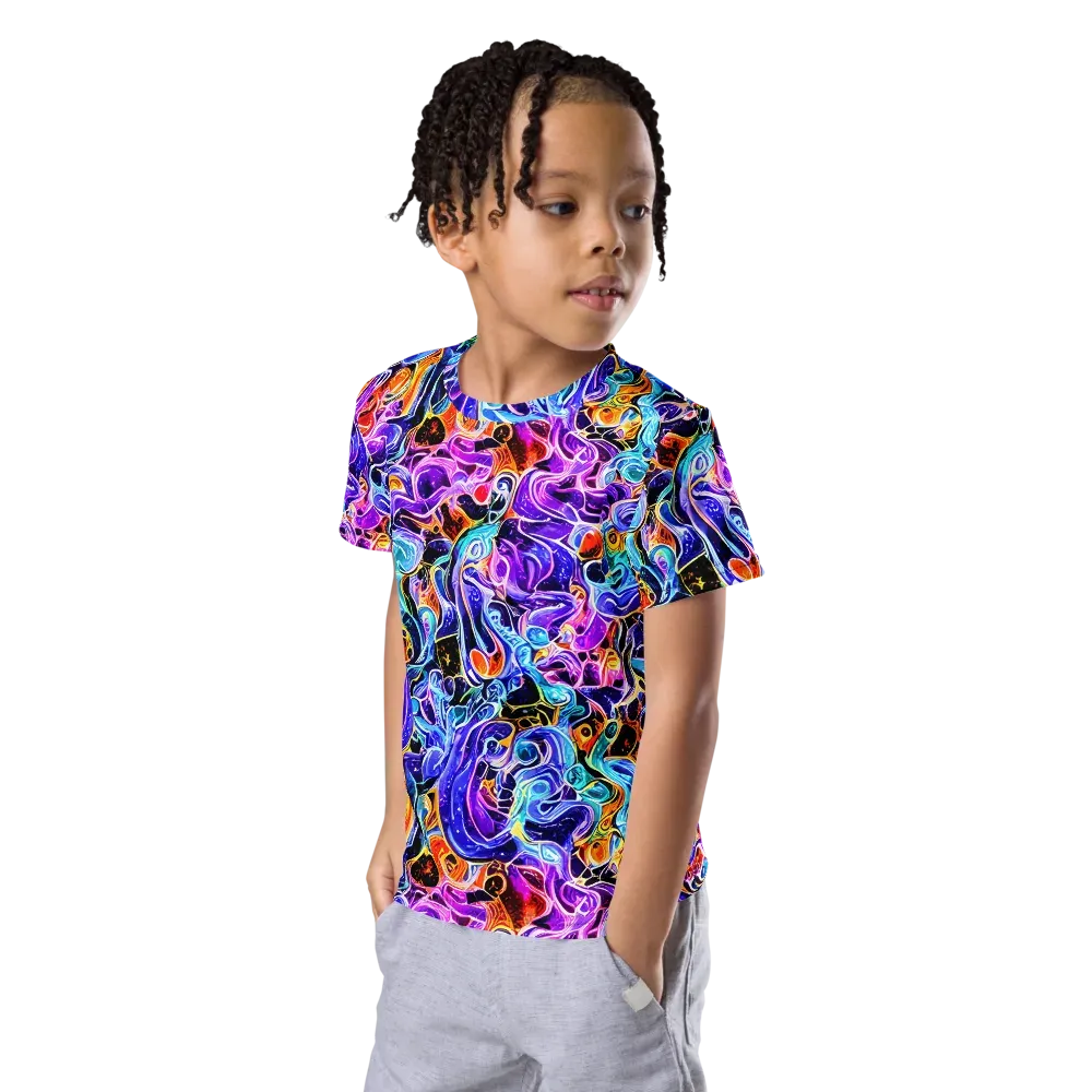 Violet Firestorm on Kids Crew Neck T-Shirt — Left Front