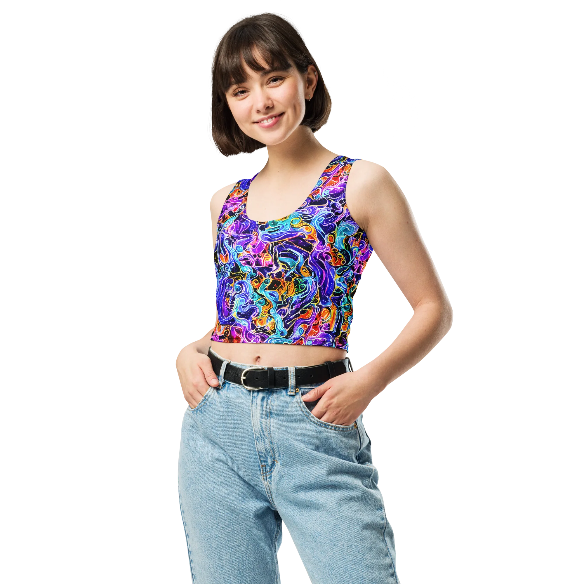 Violet Firestorm on Crop Top — Front