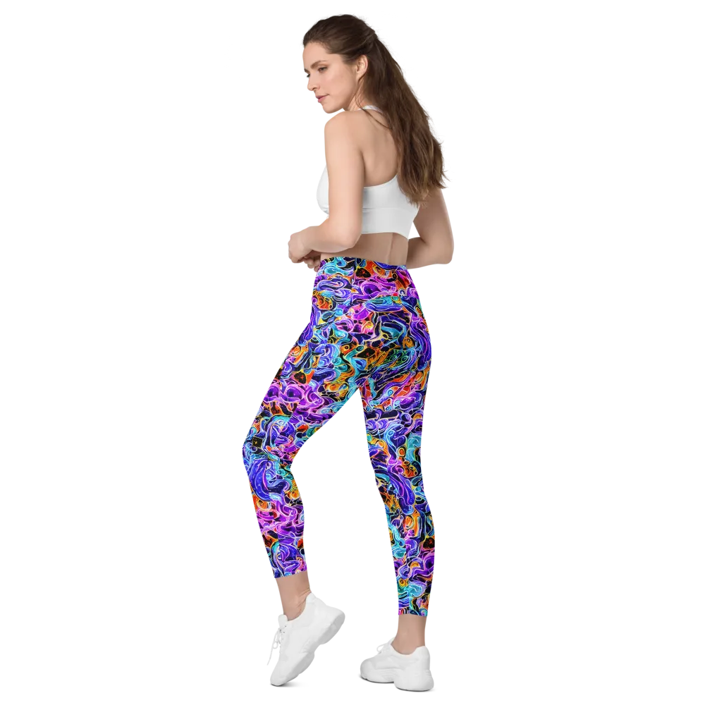 Violet Firestorm on Leggings with Pockets — Left Back