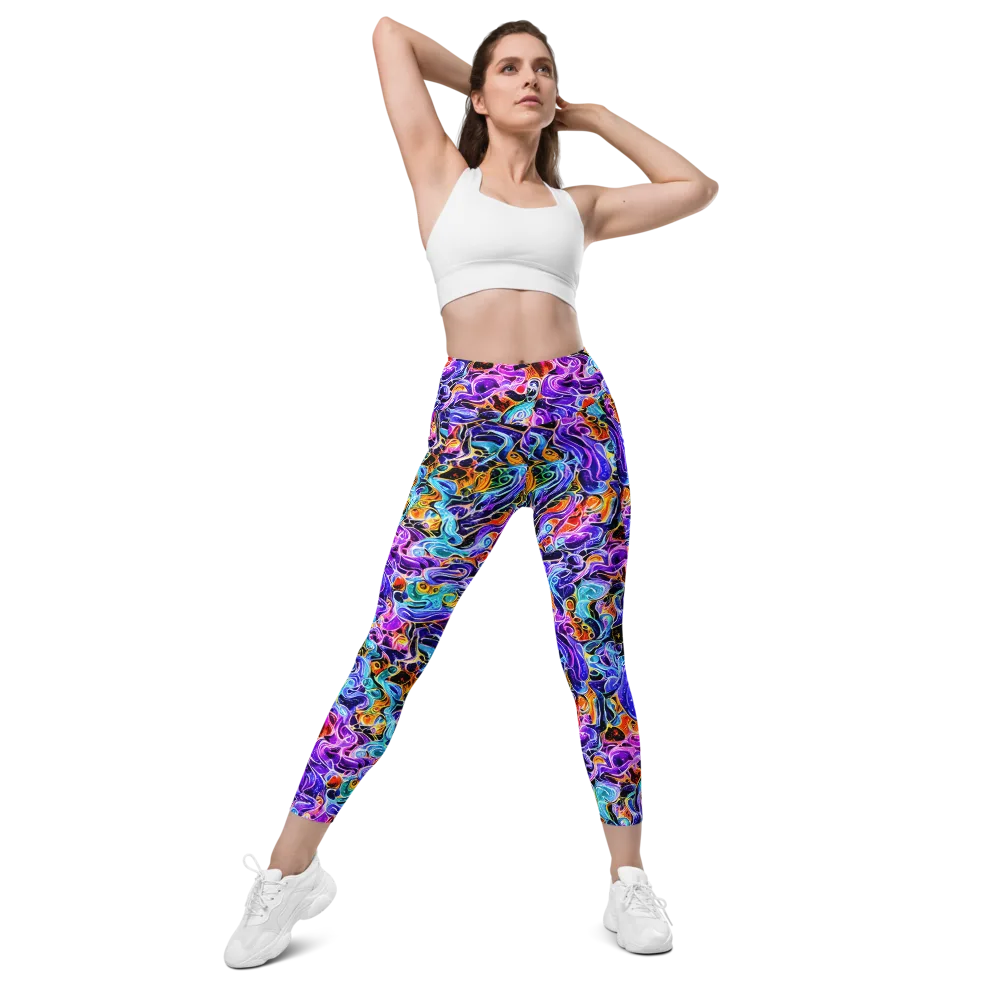 Violet Firestorm on Leggings with Pockets — Front